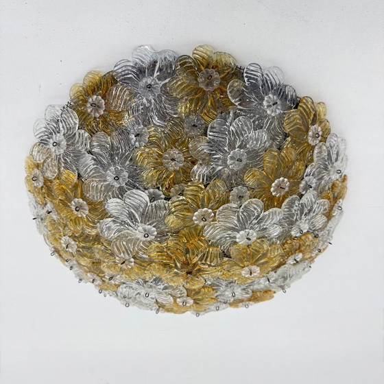 Image 1 of Barovier & Toso Wall Sconce / ceiling lamp , Millefiori flowers , Italy , 1970s