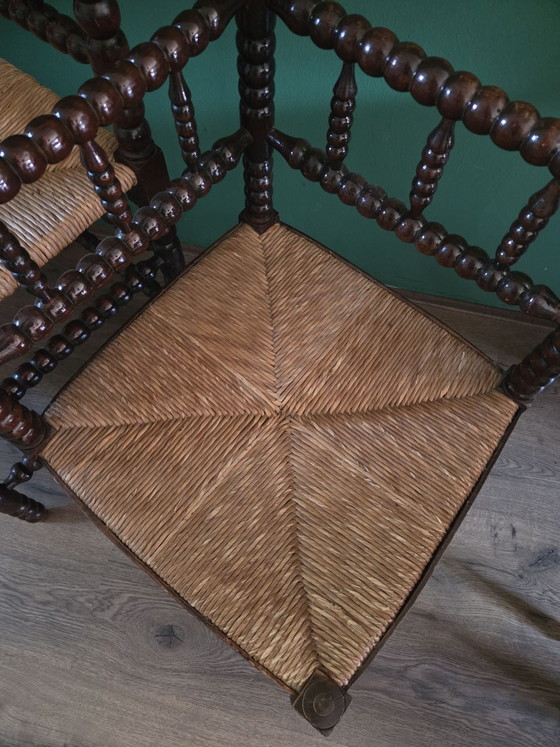 Set of vintage corner chairs – Chairs and lounge chairs, Wood, Wicker (photo 6 of 6)