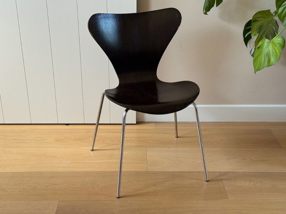 Vlinderstoel Fritz Hansen 3107 Arne Jacobsen vintage 1977 – Eetkamerstoelen, Metal, Wood (photo 7 of 7)