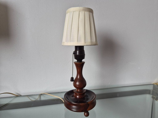 Lámpara de mesa/mesita de noche japonesa vintage de madera