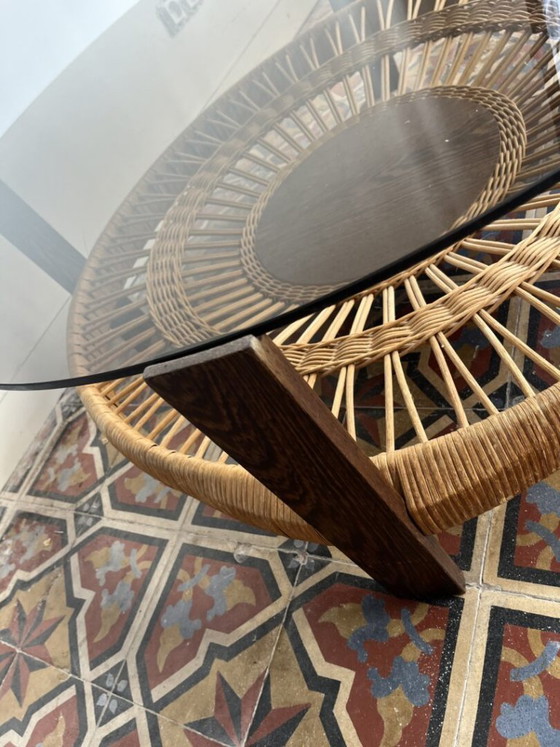 Smoked Glass & Rattan Coffee Table (photo 8 of 11)