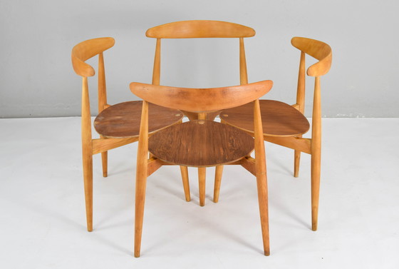 Image 1 of Fh4103 Heart Dining Chairs By Hans Wegner For Fritz Hansen, Denmark, 1950S, Set Of 4