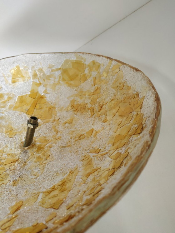 Image 1 of Rare Massive design 70s 'gold leaf' effect ceiling lamp (probably Murano glass).