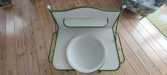 Image 1 of Vintage wastafel meubel met ceramieken kom 