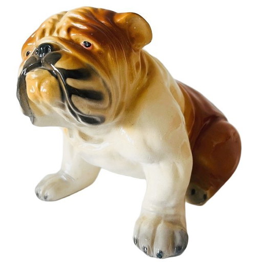 Vintage mid-century dog figurine English Bulldog dog statue ceramic 1960s
