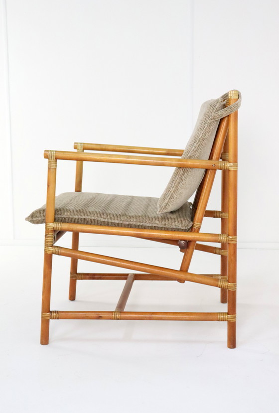 Image 1 of Set Of 4 Safari Bamboo Chairs + Table 'Geleen' Vintage