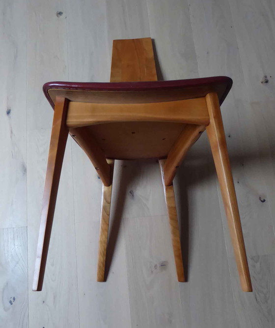 Image 1 of 3x Vintage Holz/Leder Stuhl