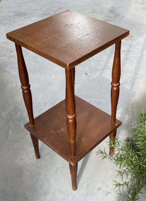 Mesa auxiliar de madera vintage para plantas