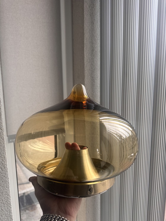 Mid-Century 70er Jahre tropfenförmige Lampe von Dijkstra – Pendelleuchten, Glass, Metal (photo 7 of 8)
