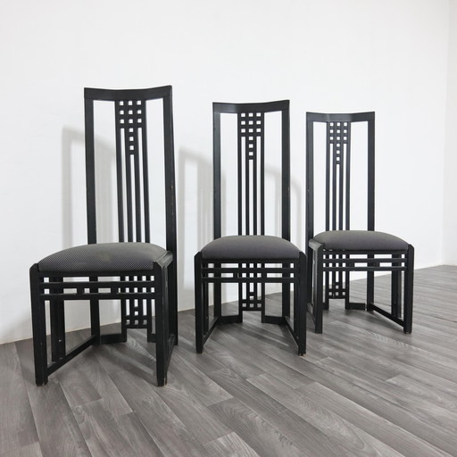 Fauteuils trônes en bois Giorgetti Tris, design moderne des années 1970