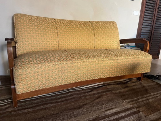 Image 1 of 3 zitsbankje antiek opnieuw bekleed uit Antwerpen