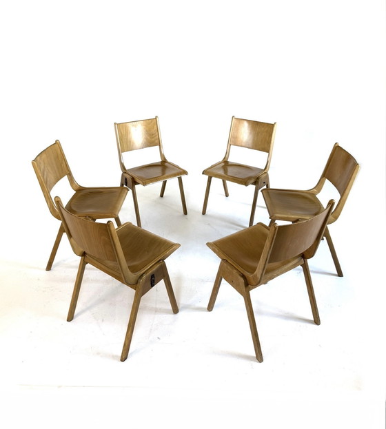 Image 1 of 12x chaise empilable vintage en contreplaqué