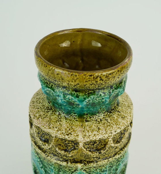 Image 1 of vintage WGP bay keramik VASE relief pattern shades of green and beige model 92 20