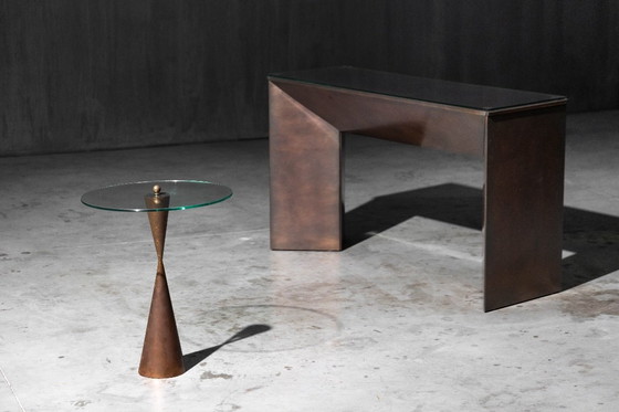 Image 1 of Consoletafel van gepatineerd brons van Belgochrom, België, jaren 70