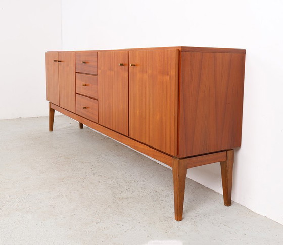 Vintage teak Sideboard with doors and drawers, 1960s, Wood, Brown, Mid Century Modern (photo 6 of 11)