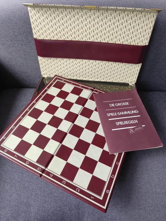 Image 1 of TCC Elegant Game Collection • Luxury Game Box Red/Gold • Chess Checkers Rummy