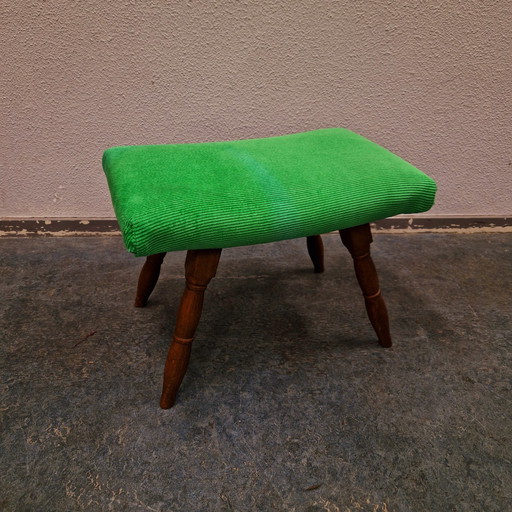 60er Jahre Vintage Ottomane neu gepolstert grün Ottomane