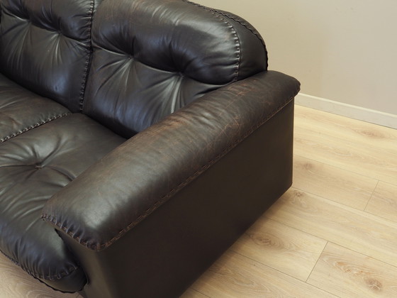 Image 1 of Bruine leren bank, Zwitsers ontwerp, jaren 1970, Vervaardiging: De Sede
