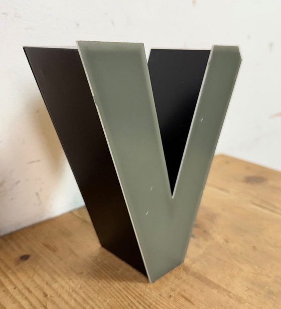 Image 1 of Vintage Grey Illuminated Letter V , 1970s