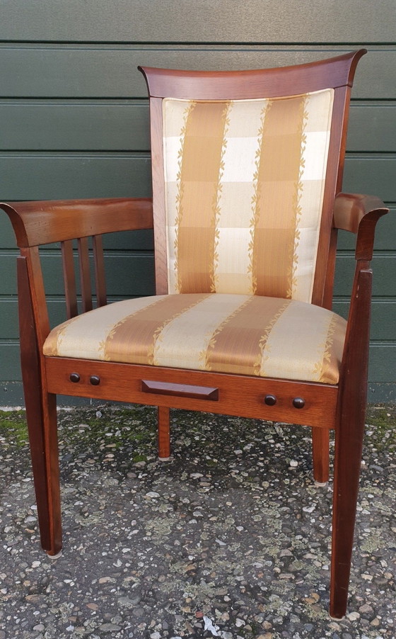 Image 1 of 4 kersenhouten jugendstil eetkamer armtoelen 