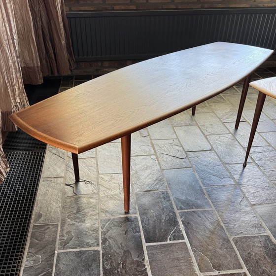 Image 1 of Poul Jensen Style 3 Nesting Tables & Coffee Table Teak Wood