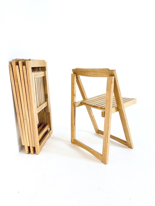 4x Hardwood Folding Chair, Aldo Jacober '60 Style