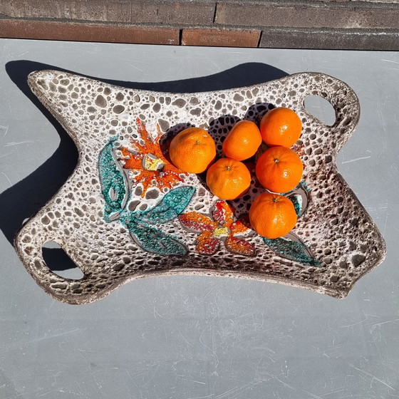 Image 1 of mid century Fat Lava flowers fruitschaal Vallauris France 