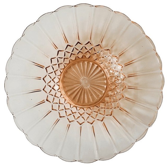 Image 1 of Fruttiera Art Déco, ciotola in vetro rosa Rosaline, anni '30