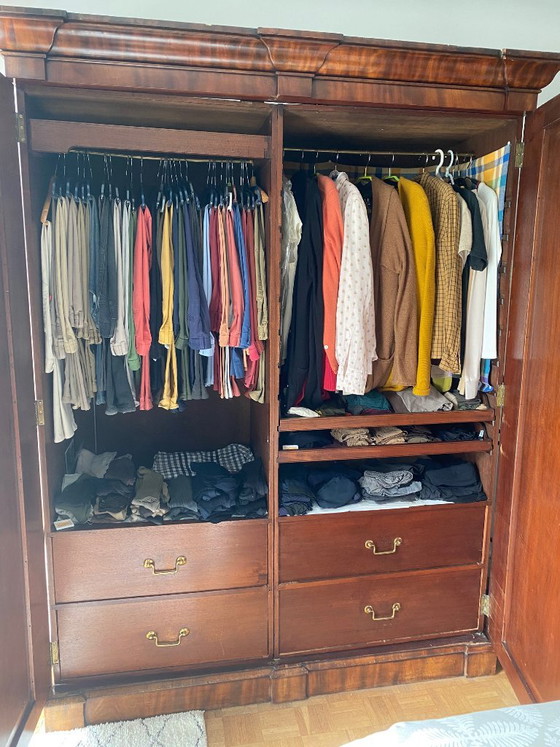 Victorian English Mahogany Wardrobe – Wood, Brass (photo 7 of 9)