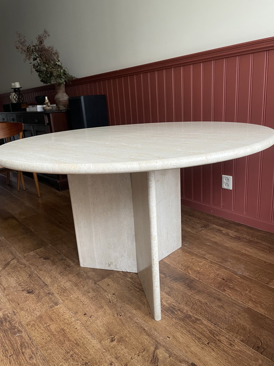 Image 1 of Round travertine table 120cm