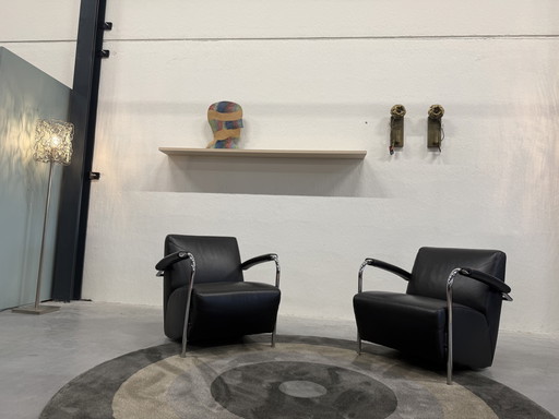 2 Leolux Scylla armchair black leather