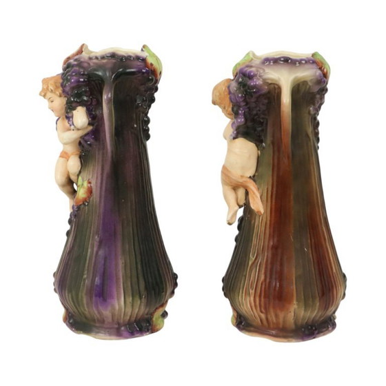Image 1 of Art Nouveau Vases Putti Cherub