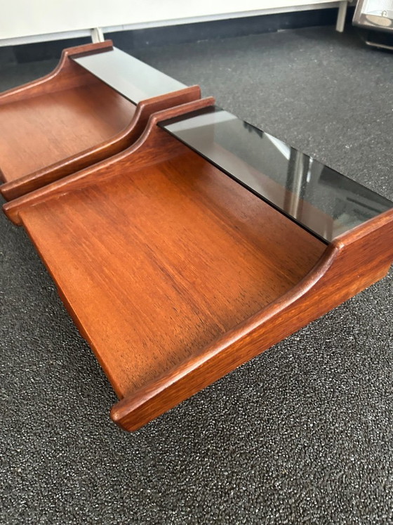 Vintage Teak Floating Nightstands, Webe, Wood, Brown (photo 4 of 13)