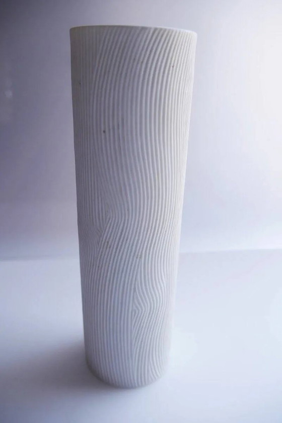 Image 1 of Mid-century modern Op-Art Studio Line bisque porcelain vase by Werner Schreib for Rosenthal, 1960s