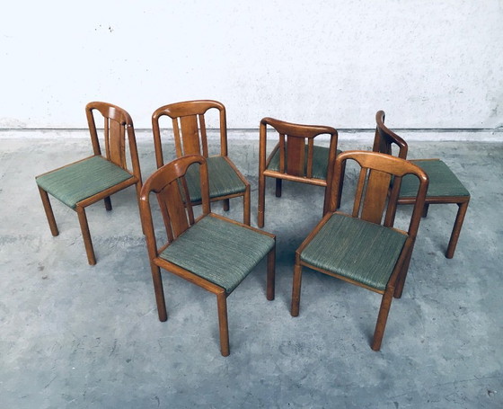 Image 1 of Set van 6 eetkamerstoelen in eikenhout, Duits design uit de jaren 70