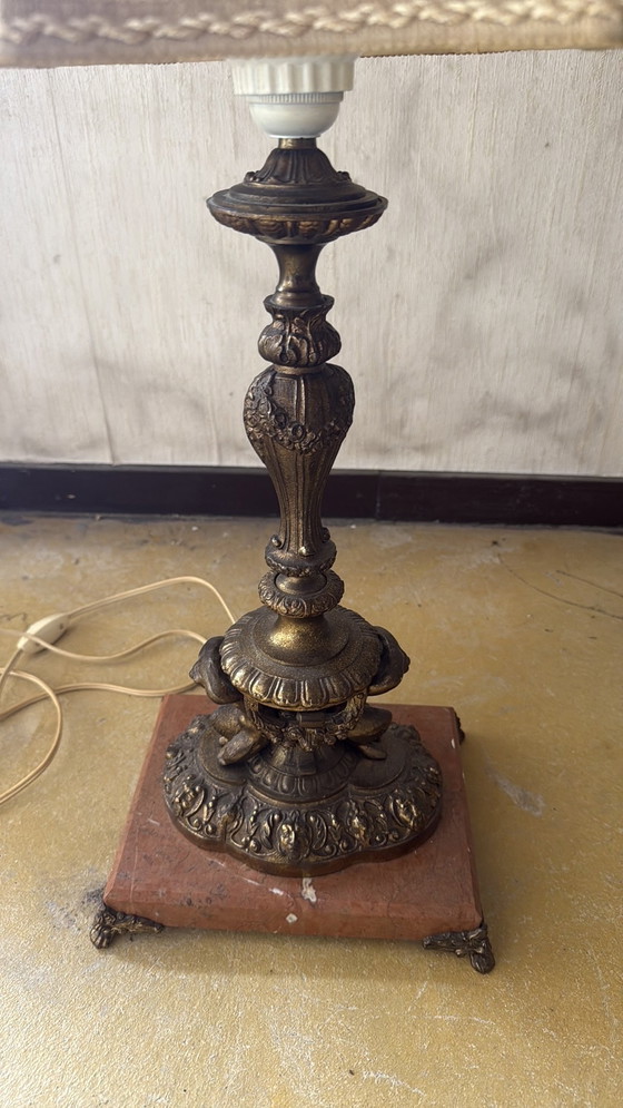 Image 1 of Lampen voet marmer koper