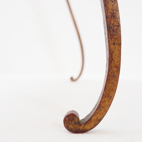 Image 1 of Gilded metal side table with marble top, René Prou style