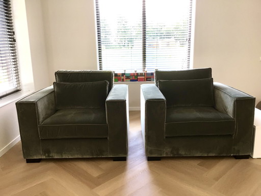 2x Velvet Fauteuils