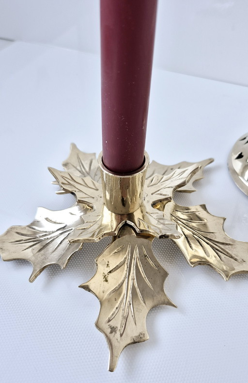 Vintage Kerzenhalter Weihnachtsstern + Windlicht Glocke Messing