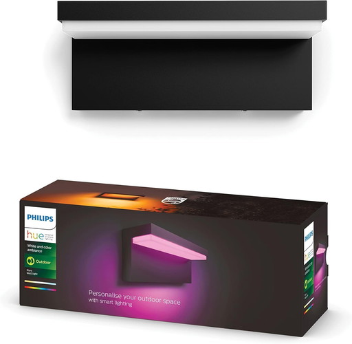 Philips Hue White & Color ambiance NYRO, Outdoor wall lamp, Black, works with Alexa, Google Assistant and Apple Hom