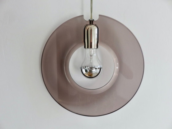 Image 1 of Suspension en plexigas, lucite, de couleur mauve, années 70 80