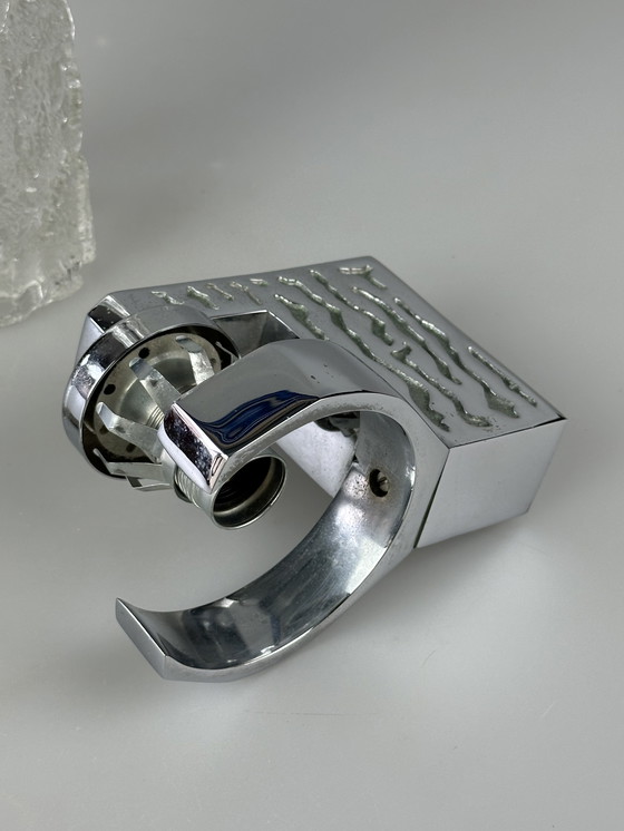 Image 1 of Applique des années 60 70 Applique en verre & chrome Brutalist Germany Design