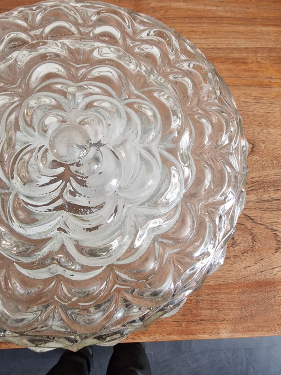 Image 1 of Lampada da soffitto in vetro vintage a forma di fiore