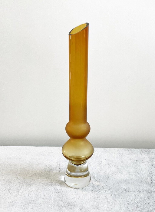 Hand-Blown Amber Art Glass Vase, Mid-Century Modern Scandinavian in the Style of Bo Borgström – vazen (photo 2 of 8)