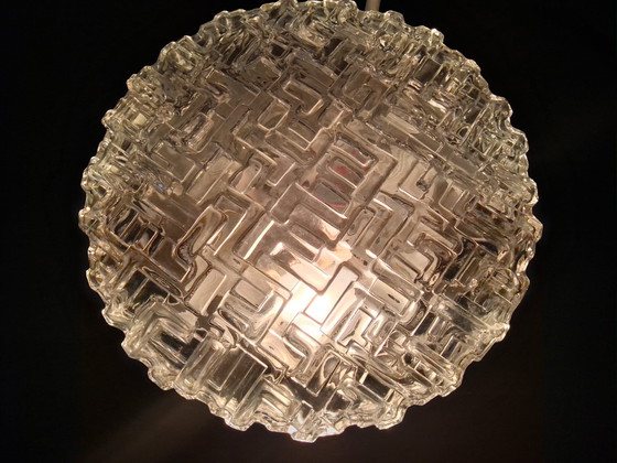 Image 1 of Vintage plafondlamp met labyrint patroon jaren 70