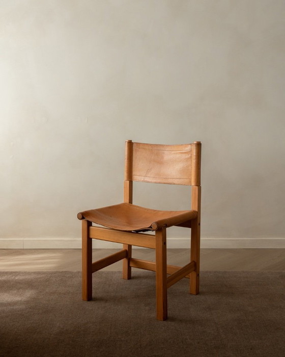 Image 1 of Vintage Kotka Dining Chairs by Tomas Jelinek for IKEA, Pine & Saddle Leather Safari Chairs, 1980s, Set of 6