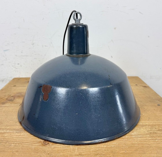 Image 1 of Lampada a sospensione industriale in smalto blu scuro di EMAX, anni '60