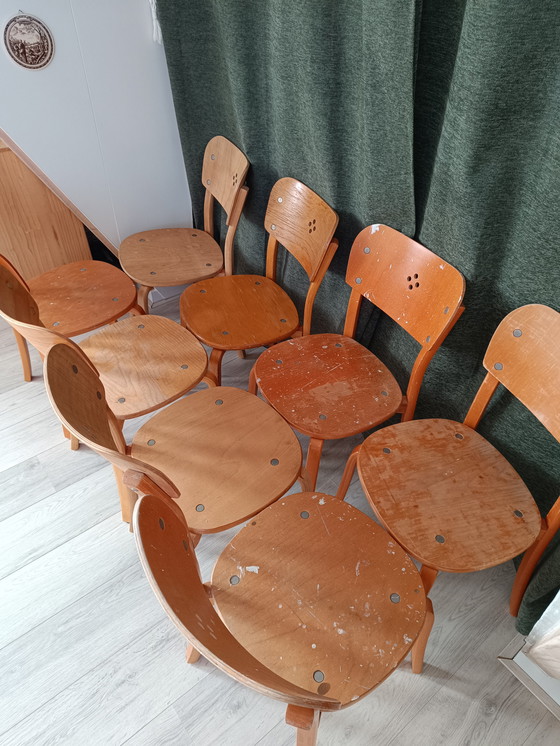 Image 1 of 8 sedie da caffè in legno curvato di betulla Aalto