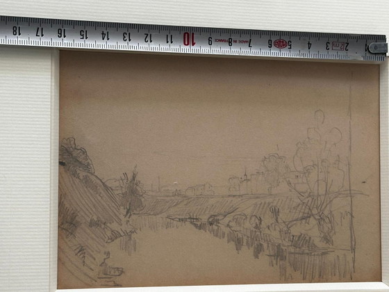 Stanislas Lépine (1835–1892) – Original pencil drawing on paper, landscape – Paintings & Drawings (photo 8 of 12)