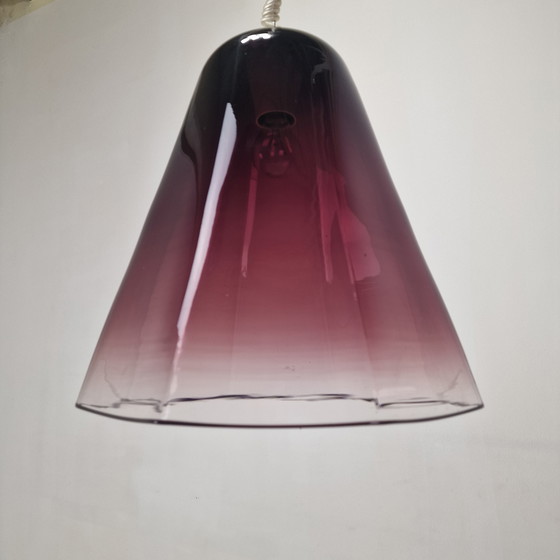 Image 1 of Italiaanse elegantie - Leucos hanglamp met transparant paars Murano glas